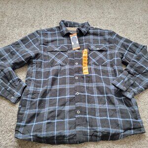 Grizzly Mountain Jacket Mens 2XL Blue Plaid Sherpa Lined Flannel Shirt Tags